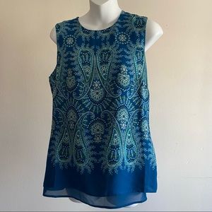 Rose & olive Blue sleeveless top Size S
